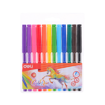 Deli Colour Felt Tip Markers - Pack of 12
