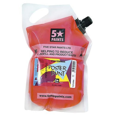 Fluoro Red 1.5L - Star Tempera Poster Paint Pouch