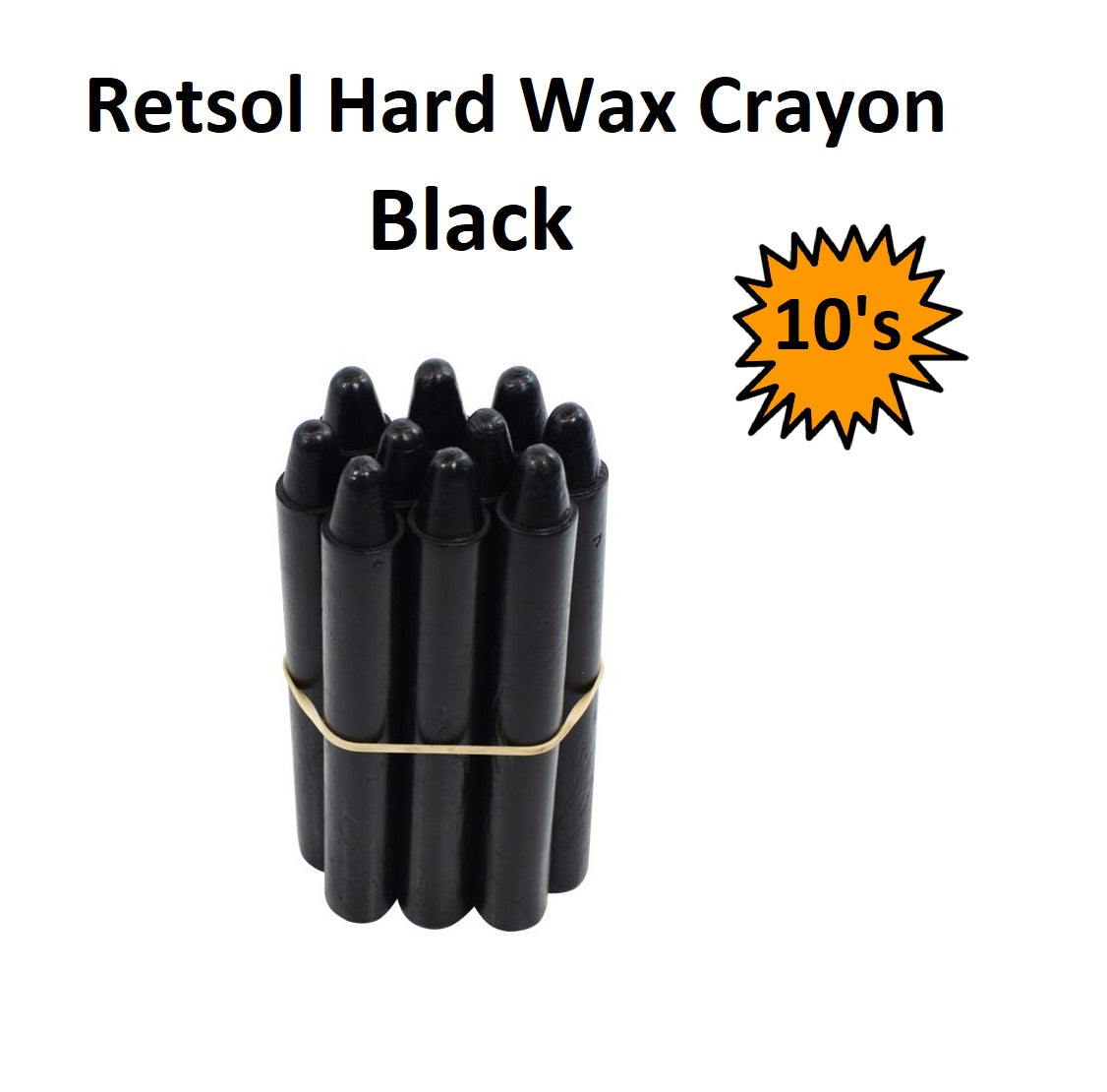 Retsol Hard Wax Crayon - Black 10's