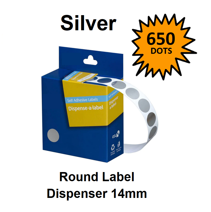 Silver 14mm - Coloured Dots Label Dispenser