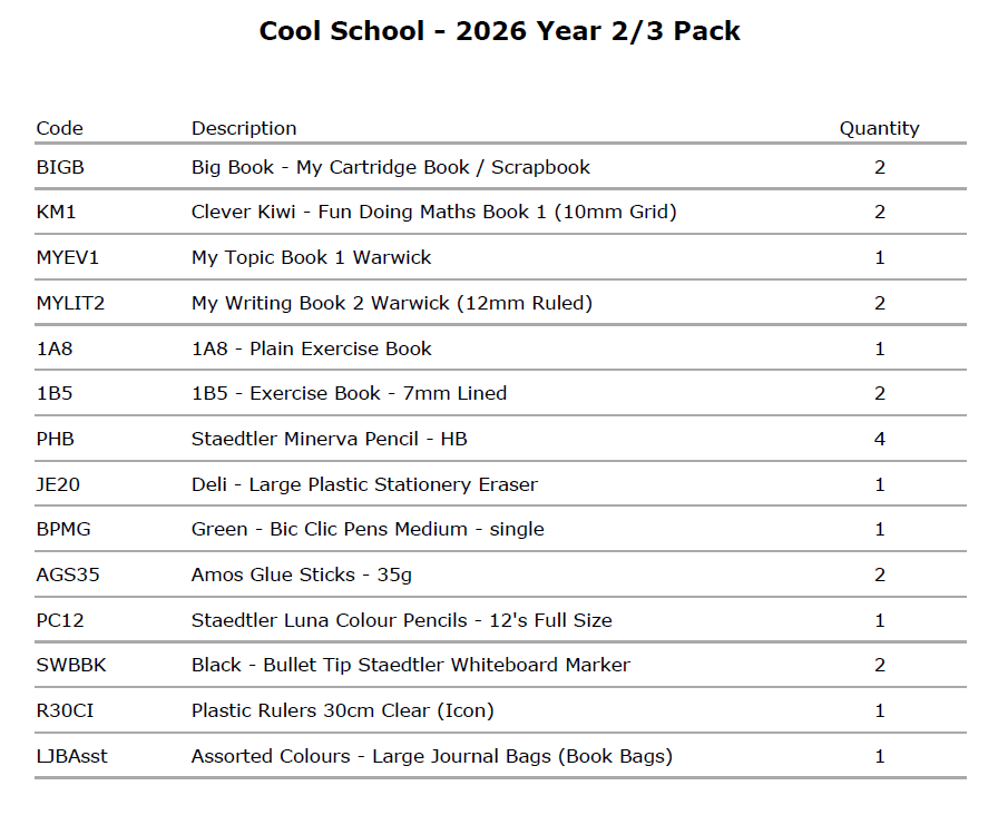 Cool School - 2026 Year 2/3 Pack